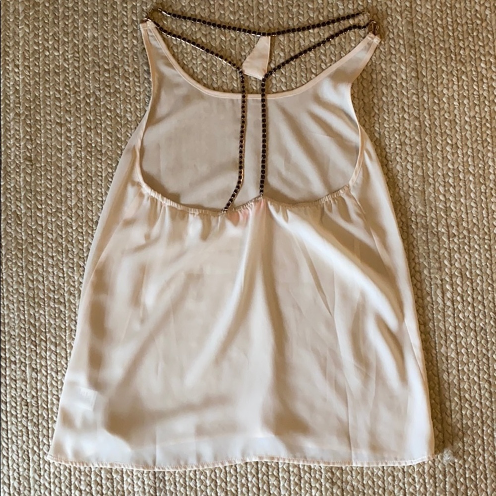 Sheer blush tank with black bead straps - Picture 3 of 3